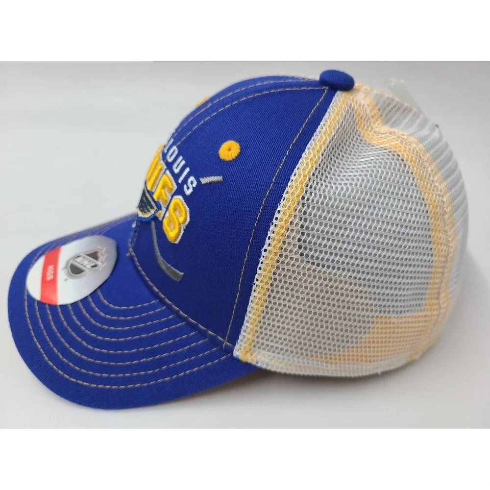 Kids 4-7 St Louis Blues Mesh Trucker Snapback Hat Cap Boys NHL Hockey Blue White